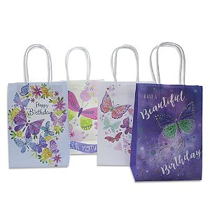 Sacola Kraft para Presente Estampas 25x19x9cm Pct com 12 un.