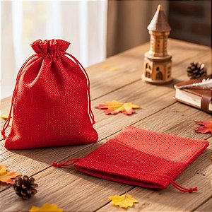 Kit com 10 Saquinhos de Juta 14x20 cm Cordão para Fechamento