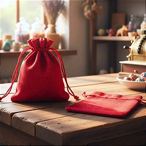 Kit com 10 Saquinhos de Juta 8x10 cm Cordão para Fechamento