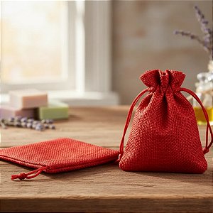 Kit com 10 Saquinhos de Juta 7x9 cm Cordão para Fechamento