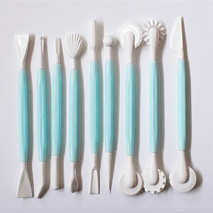 Carretilha para Corte de Massa, kit com 9 peças Azul