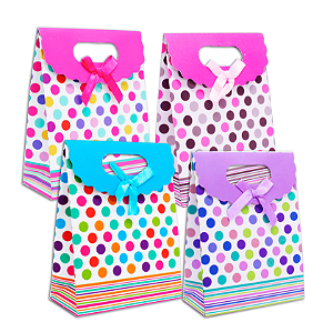 Sacola de Papel para Presente com Velcro Tam.16x12x6 cm 12 pçs