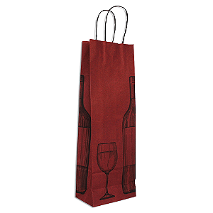Sacola de garrafa Vinho Tamanho 39x13,5x8cm Pacote Com 10 un. Vinho Bordô