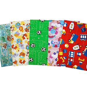 Kit 50 Sacos Presente Infantil 30x44cm Sortidos 5 Estampas Festa