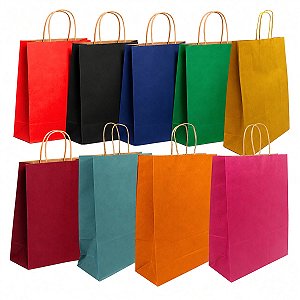 Sacola Kraft Alça Torcida Tam. 31x23x10 Premium Presente Pacote 10un