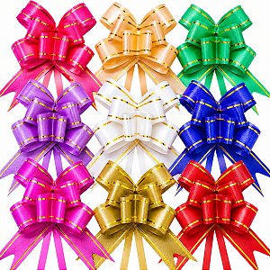 10 Peças Laço Fácil Para Presente Fio Dourado Tamanho 18mm x 34 cm