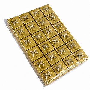 Kit 24 Caixinha De Presente para Anel 4x4 Dourado
