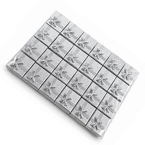 Kit 24 Caixinha De Presente para Anel 4x4 cm Prata