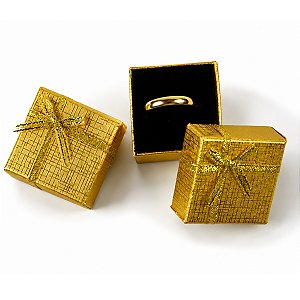 Kit 24 Caixinha De Presente para Anel Tamanho 4x4 Dourado