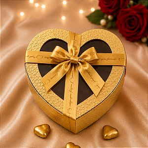 Caixas Coração com Visor Presente Luxo Decorada Dourado
