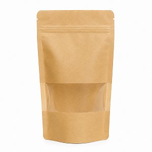 Saco Stand Up Pouch Kraft Zip Lock 14x22 Visor 50 Unidades