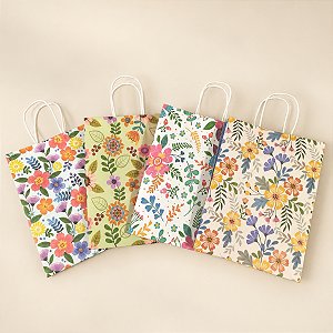 12 Sacolas de Papel  Para Presente 25x12x33cm Flores Sortido