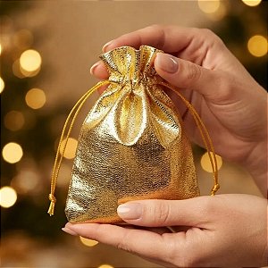 Saco Lamê Dourado Tamanho 10x14cm Pacote 10 unidades