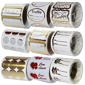 Rolo com 100 Etiquetas Para Presente Com Carinho e Com Amor