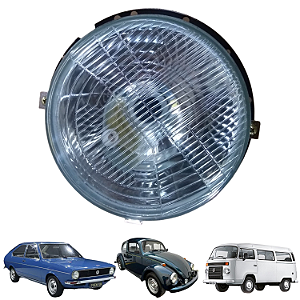 FAROL KOMBI CLIPPER E FUSCA PASSAT LENTE VIDRO CARCAÇA FERRO