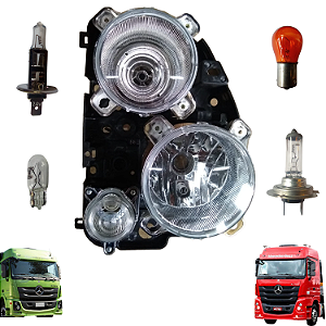 FAROL ESQUERDO+LAMPADAS C/CHICOTE/SOQUETE MB ACTROS 2016Á20