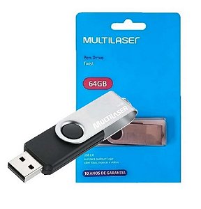 Pendrive Multilaser 64 Gigas para PCs, Notebooks, Tvs e Games