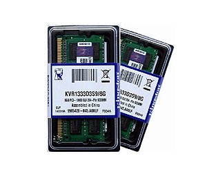 Memória Kingston 8 Gigas DDR3 1333 mhz para Notebooks