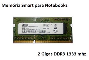 Memória Smart 2 Gigas DDR3 1333 mhz para Notebooks