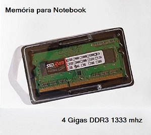 Memória 4 Gigas DDR3 1333 mhz para Notebooks