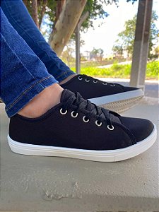 Tênis Feminino Liso Preto Casual Confortável