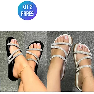 Kit 2 Sandália Chinelo Feminina Tamanco Rasteira Birken Confortável