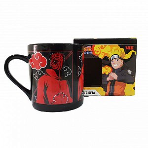 CANECA PORCELANA AKATSUKI NUVEM NARUTO SHIPPUDEN PRETA E VERMELHO 330M