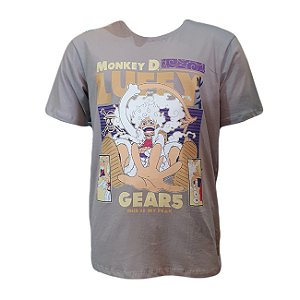 Camiseta One Piece Luffy Gear 5 Joy Boy Cinza