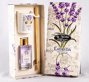 Kit Difusor de Varetas & Vela Perfumada Lavanda Premium