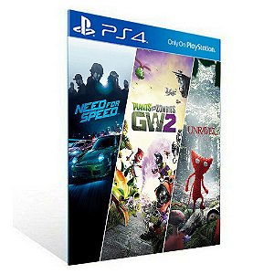 NEED FOR SPEED + PLANTS VS ZOMBIE 2 + UNRAVEL - PS4  - PSN MÍDIA DIGITAL