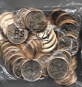 Sachê Original Banco Central Com 50 Moedas 2022 de R$ 0,25 Centavos de Real