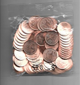 Sachê Original Banco Central Com 100 Moedas 2020 de R$ 0,05 Centavos de Real