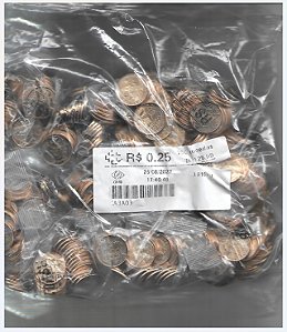 Pacotão 10 Saches 2022 Moedas R$ 0,25 Centavos de Real