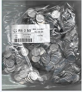 Pacotão 10 Saches 2023 Moedas R$ 0,50 Centavos de Real