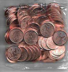 Sachê Original Banco Central Com 100 Moedas 2023 de R$ 0,05 Centavos de Real