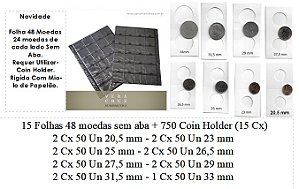 15 Folhas 48 Moedas Sem Aba + 750 COin Holder (15 Cx)