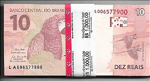 Brasil Centena Lacrada R$ 10,00 LA006577801 a LA006577900 Chancela Paulo Guedaes (LT 4447)