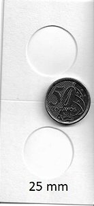 Coin Holder Branco de Grampear Vera Cruz Numismáricar 25 mm - Caixa com 50 holder