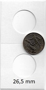 Coin Holder Branco de Grampear Vera Cruz Numismárica 26,5 mm - Caixa com 50 holder