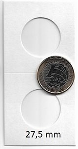 Coin Holder Branco de Grampear Vera Cruz Numismárica 27,5 mm - Caixa com 50 holder