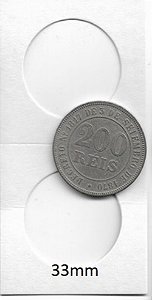 Coin Holder Branco de Grampear Vera Cruz Numismárica 33 mm - Caixa com 50 holder