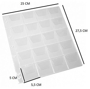 Folha para 20 Moedas em PVC - 20 Moedas Com ABA Comporta Coin Holder