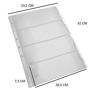 Folhas para 4 Cédulas em Acetato Rígida - 4 Cédulas