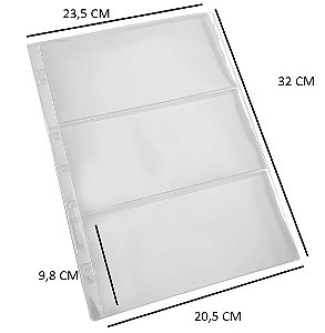Folhas para 3 Cédulas em Acetato Rígida - 3 Cédulas