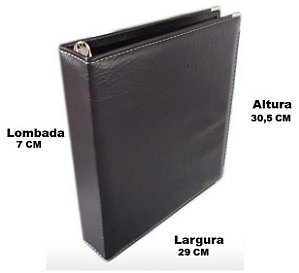 Pasta Fichário Para Folhas de 20 Moedas. Couro Sintético Costurada 4 Argolas