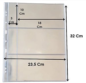 Folhas para 3 Cédulas em Acetato Rígida - 3 Cédulas. Com Espaço Para Etiqueta