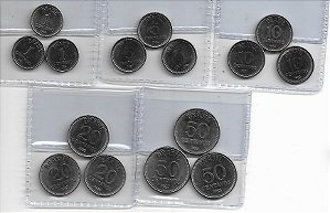 Brasil Cruzado 1 ct, 5 ct, 10 ct, 20 ct e 50 Ct 1986 -1988 (LT 151)