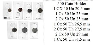 500 Coin Holder Branco de Grampear Veja distribuição nas imagens (10 Cx)