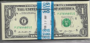 Estados Unidos Cédulas de $1,00 Centena Lacrada Original Do Banco Central Americano