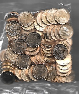 Sachê Original Banco Central Com 100 Moedas 2021 de R$ 0,10 Centavos de Real
